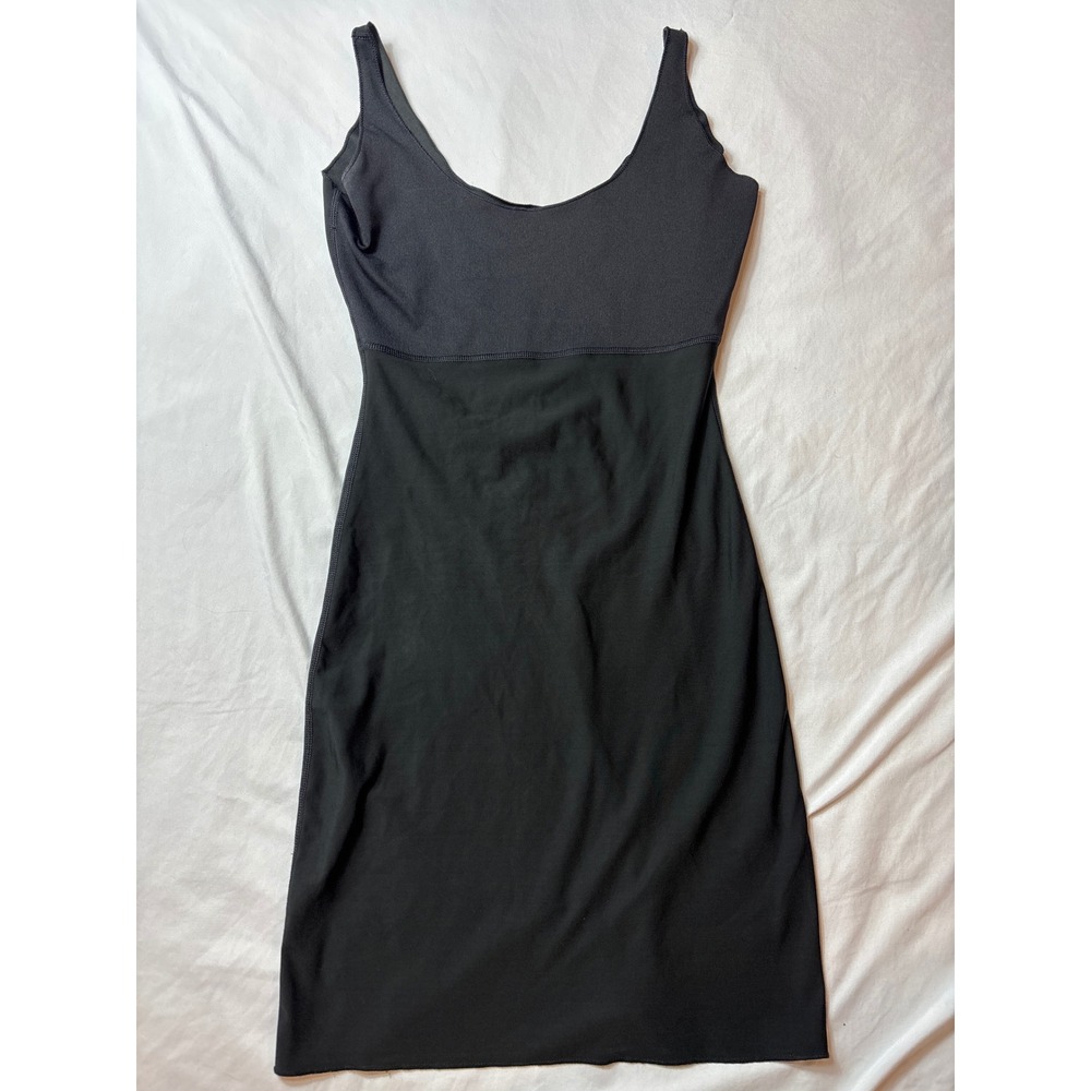 Spanx by Sara Blakely Black Smoothing Slip Dress Women Medium Scoop Neck Stretch